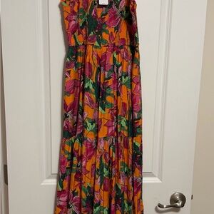 Express NWT Floral Maxi Dress with Orange and Pink